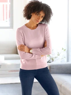 Pullover| Rundhalspullover in Form gestrickt, wärmend rosé