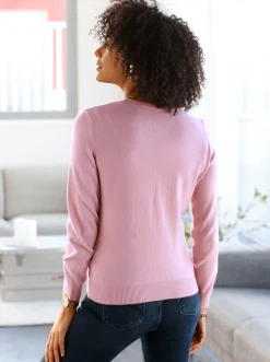 Pullover| Rundhalspullover in Form gestrickt, wärmend rosé