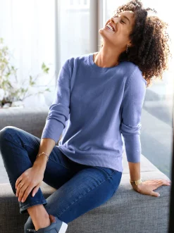 Pullover| Rundhalspullover in Form gestrickt, wärmend bleu