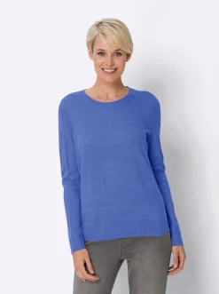 Pullover| Rundhalspullover in Form gestrickt, wärmend bleu