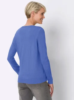 Pullover| Rundhalspullover in Form gestrickt, wärmend bleu
