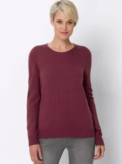 Basics|Pullover| Rundhalspullover in Form gestrickt, wärmend bordeaux