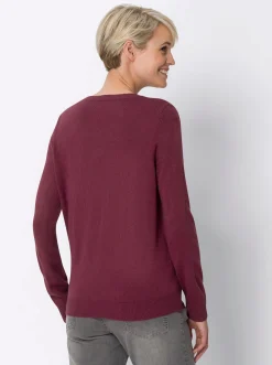 Basics|Pullover| Rundhalspullover in Form gestrickt, wärmend bordeaux