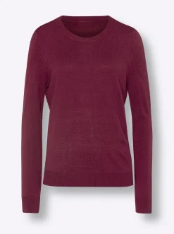 Basics|Pullover| Rundhalspullover in Form gestrickt, wärmend bordeaux