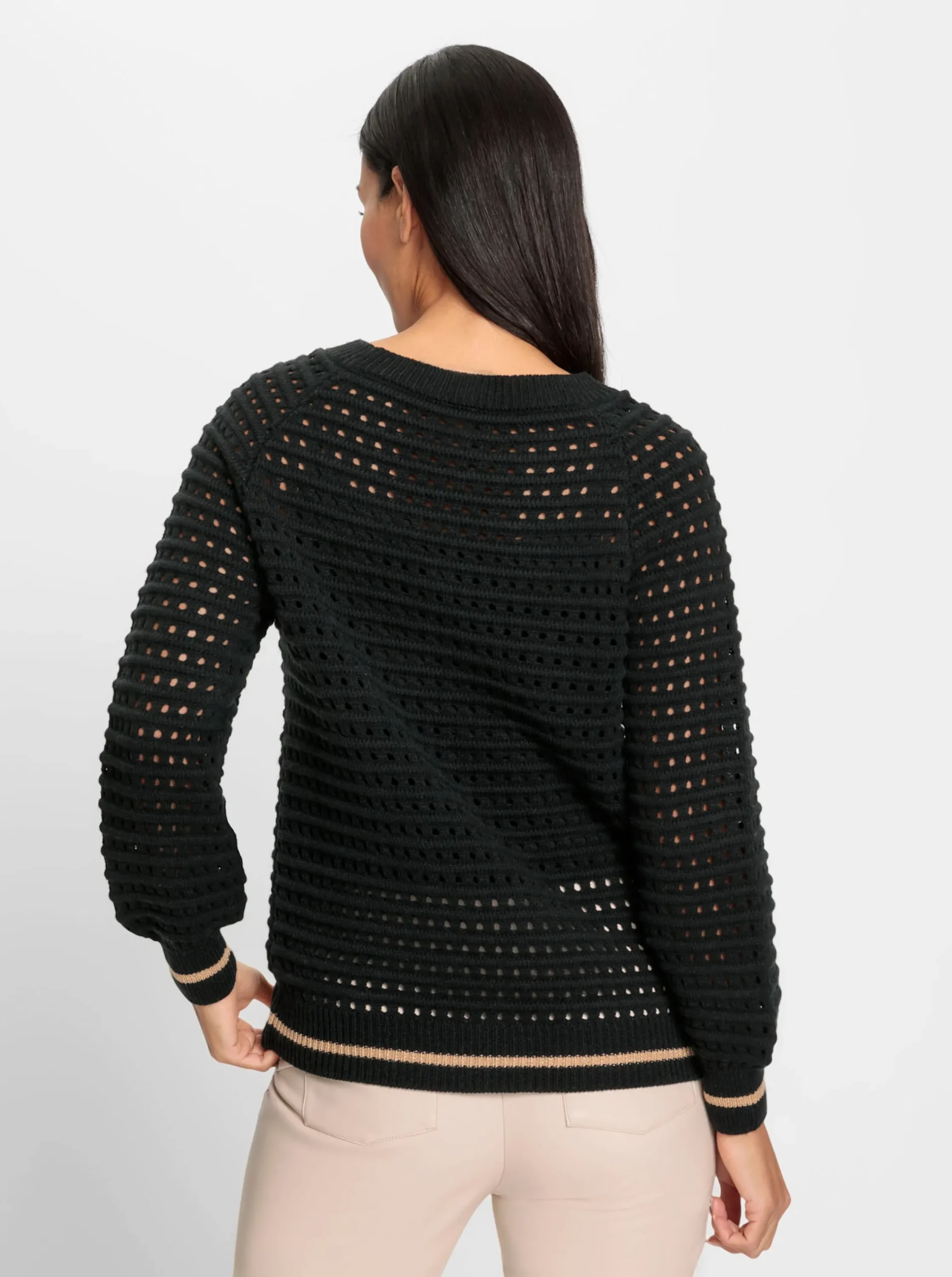 Pullover|heine Rundhalspullover mit Schurwolle schwarz