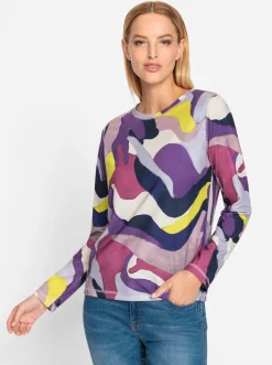 Shirts|heine Rundhalsshirt flieder-mauve-bedruckt