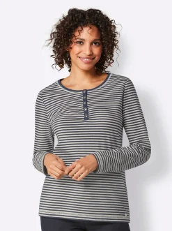 Shirts|CREATION L PREMIUM Rundhalsshirt marine-ecru-geringelt