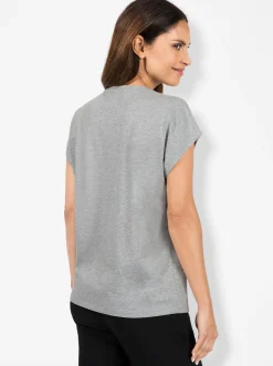 Shirts| Rundhalsshirt hellgrau-salbei-meliert