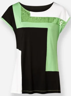 Shirts| Rundhalsshirt schwarz-apfel-gemustert