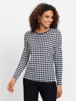 Shirts| Rundhalsshirt schwarz-weiß-gemustert