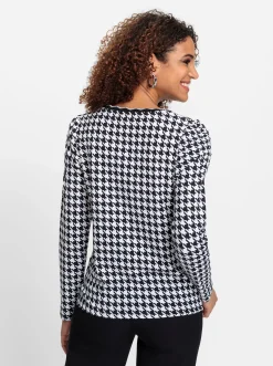 Shirts| Rundhalsshirt schwarz-weiß-gemustert