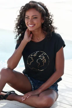 Strandmode|Vivance Rundhalsshirt schwarz