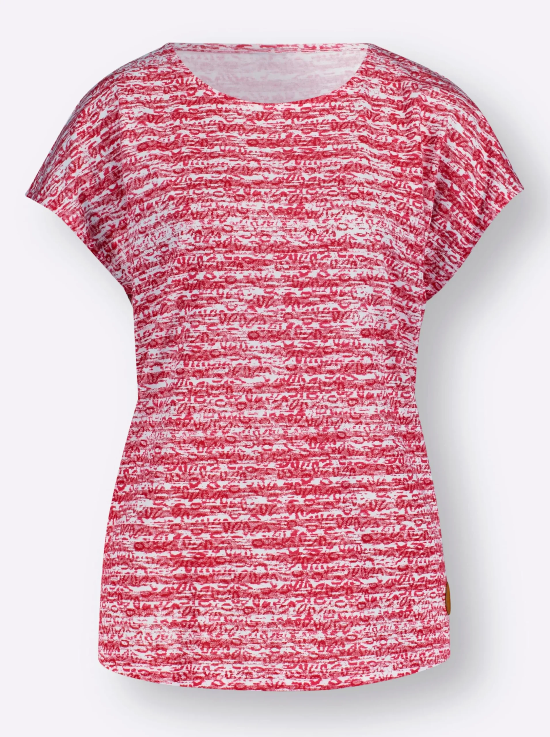 Strandmode|Shirts| Rundhalsshirt rot-ecru-geringelt
