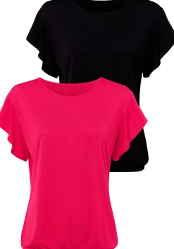 Strandmode|LASCANA Rundhalsshirt rot,schwarz
