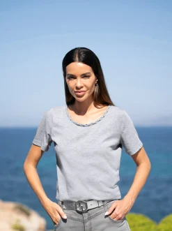 Shirts|heine Rundhalsshirt steingrau-meliert