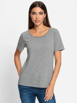 Shirts|heine Rundhalsshirt steingrau-meliert