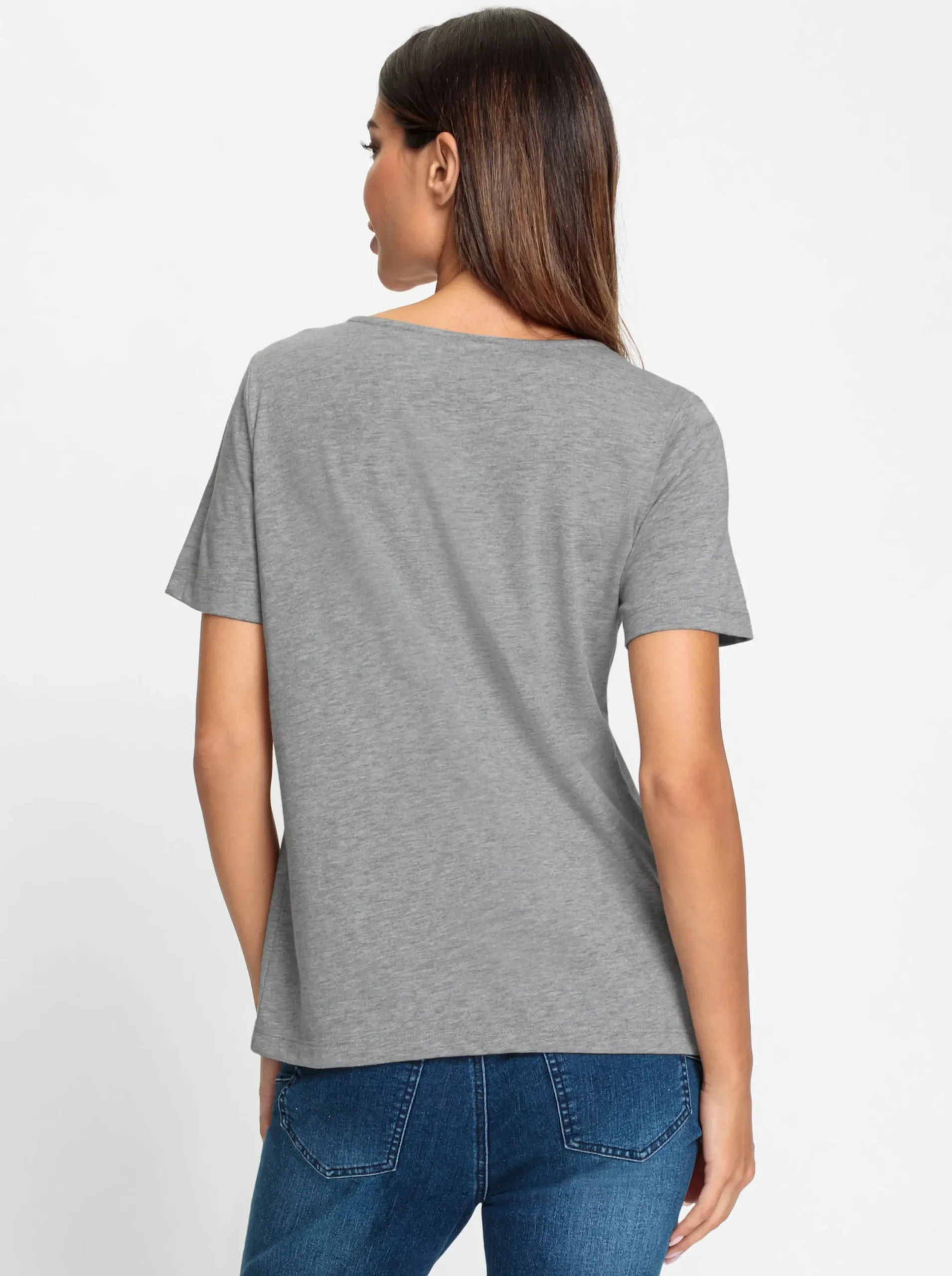 Shirts|heine Rundhalsshirt steingrau-meliert