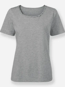 Shirts|heine Rundhalsshirt steingrau-meliert