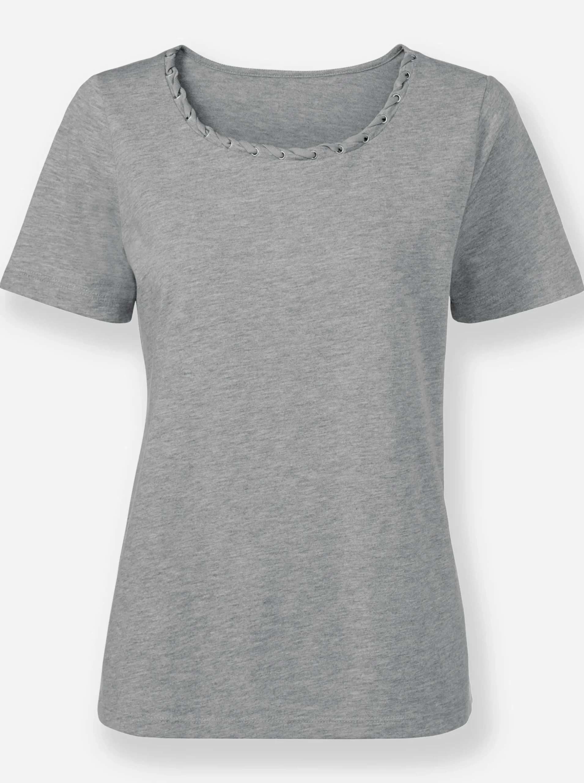 Shirts|heine Rundhalsshirt steingrau-meliert