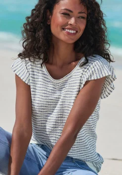 Strandmode|Vivance Rundhalsshirt creme-rauchblau