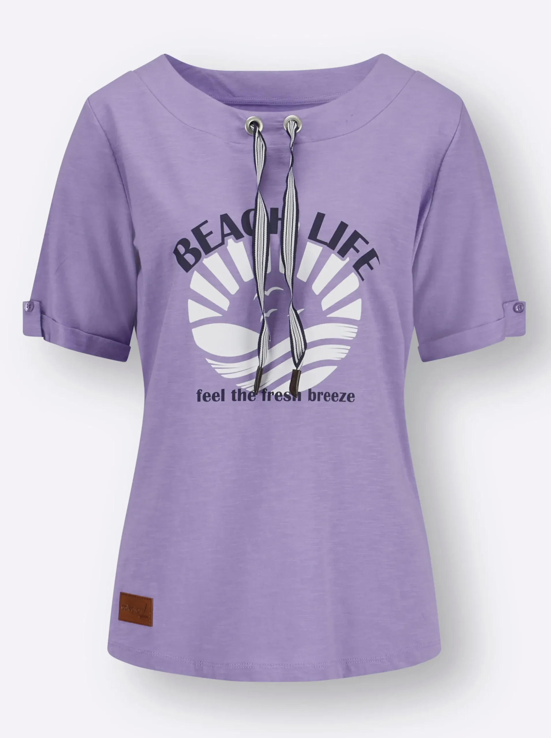 Pullover| Rundhalsshirt lavendel-ecru-bedruckt