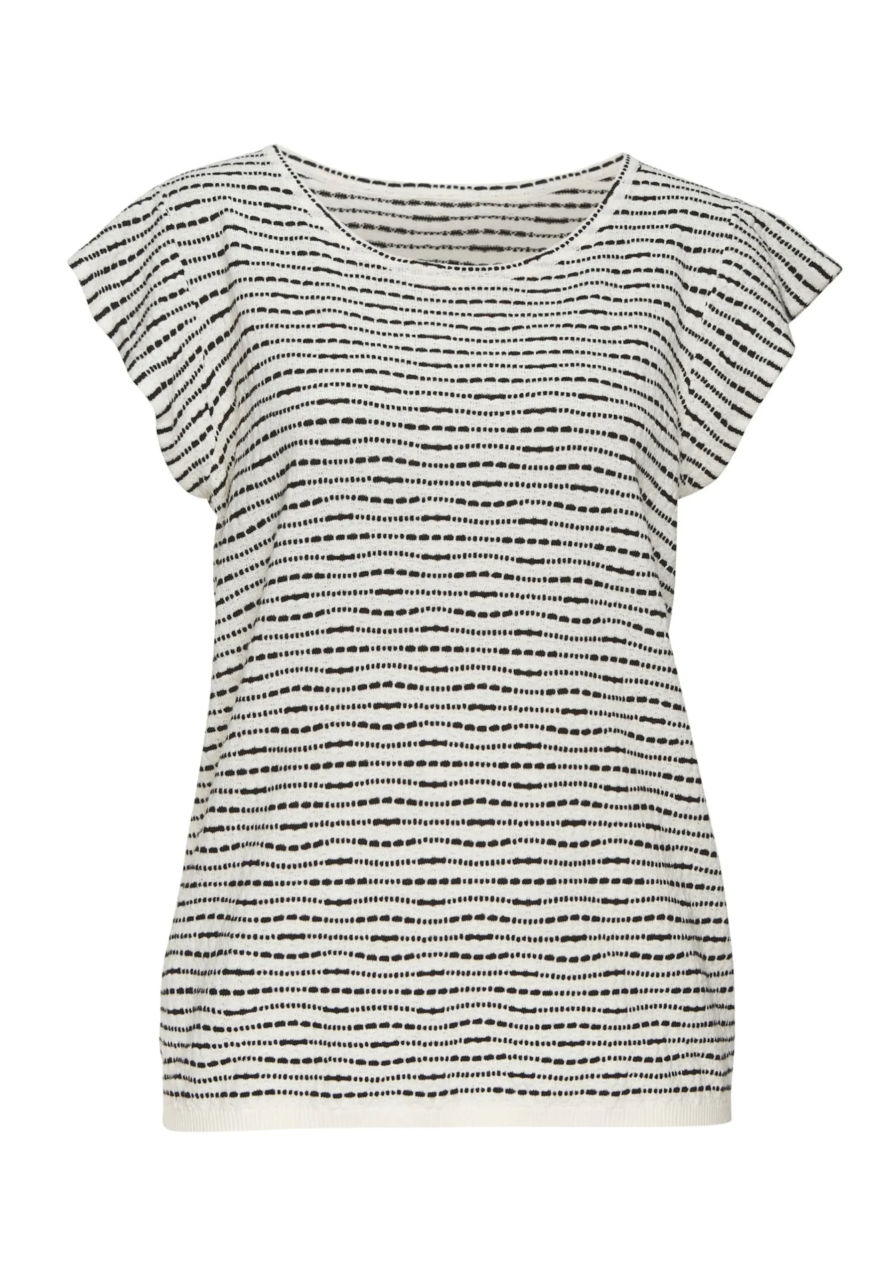 Strandmode|Vivance Rundhalsshirt creme-schwarz