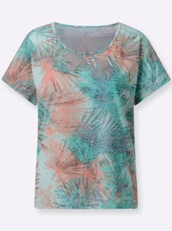 Shirts| Rundhalsshirt grafisch bedruckt mint-koralle-bedruckt