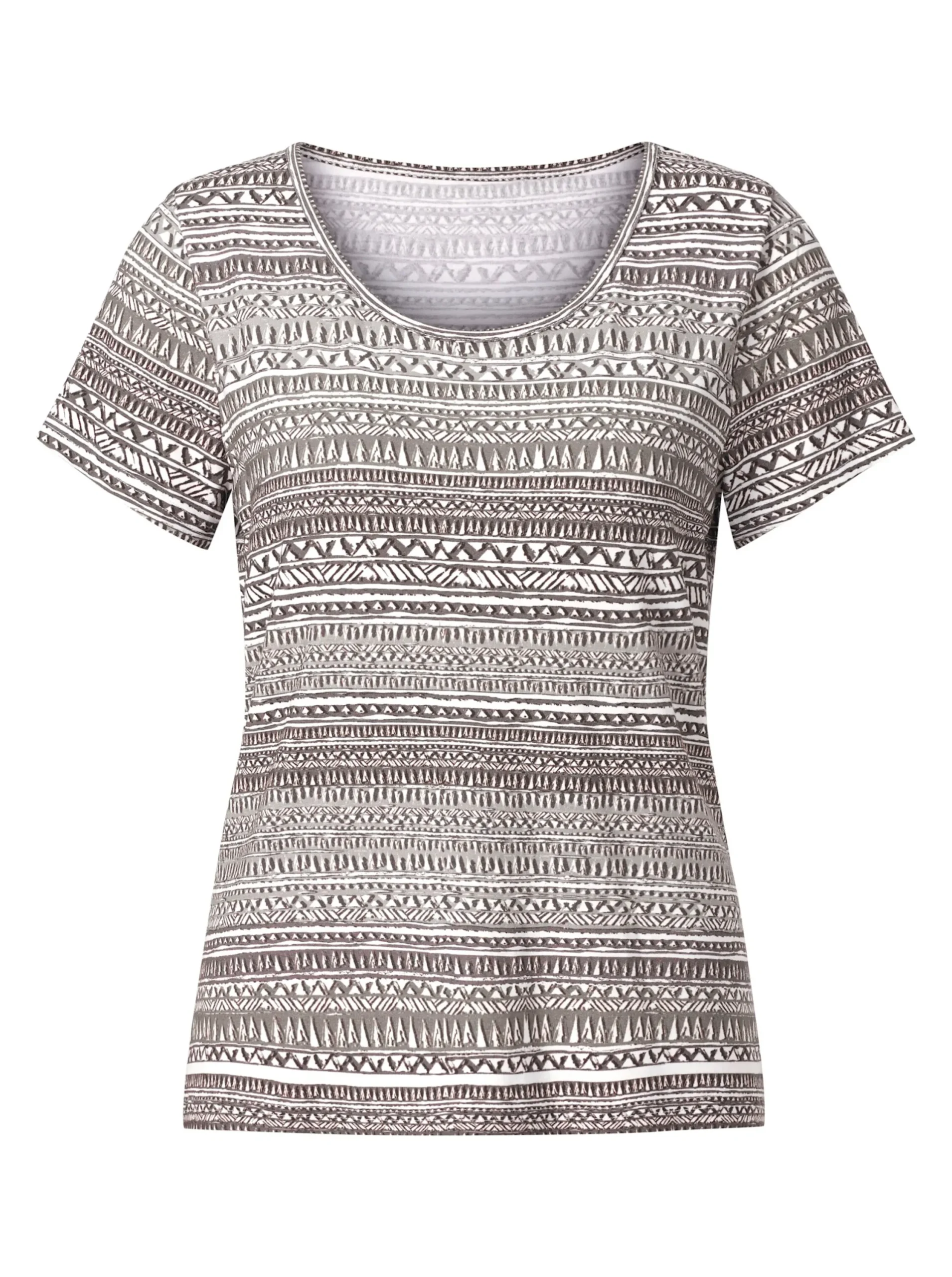 Shirts| Rundhalsshirt im Ethno-Dessin khaki-gemustert