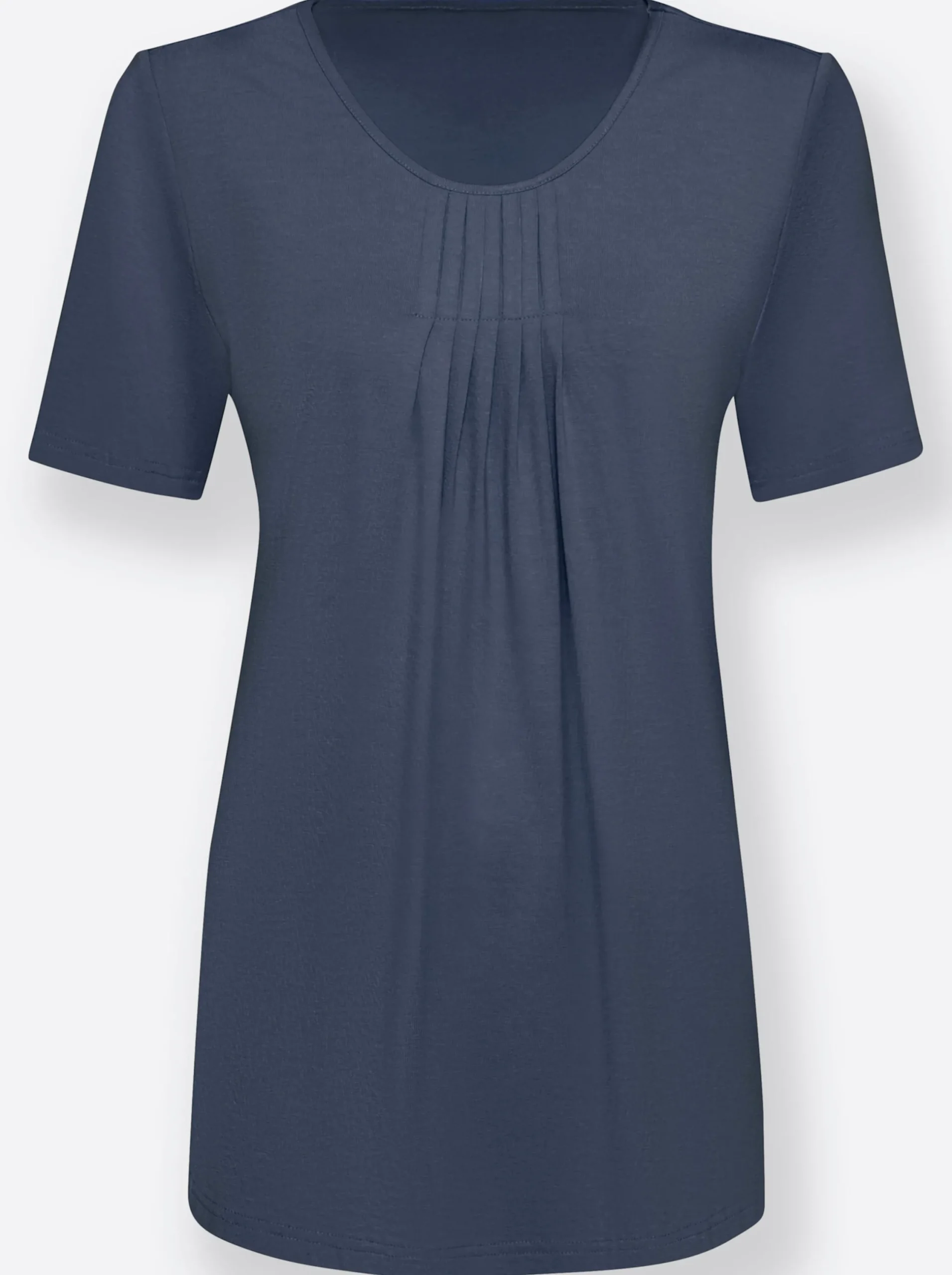 Shirts| Rundhalsshirt in A-Form mit Falten rauchblau