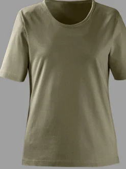 Shirts| Rundhalsshirt in geradem Schnitt oliv