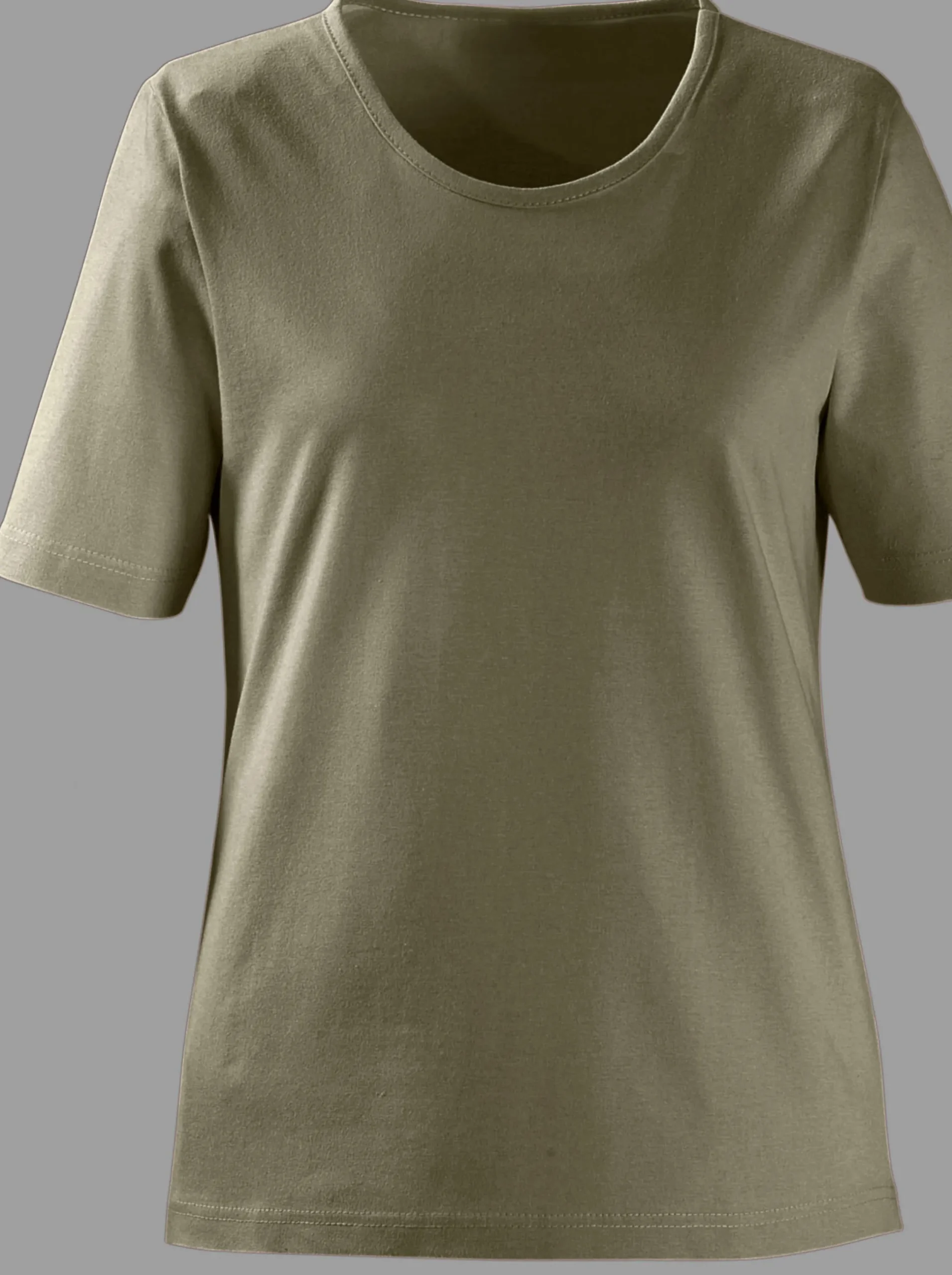 Shirts| Rundhalsshirt in geradem Schnitt oliv