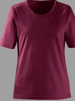 Shirts| Rundhalsshirt in geradem Schnitt bordeaux