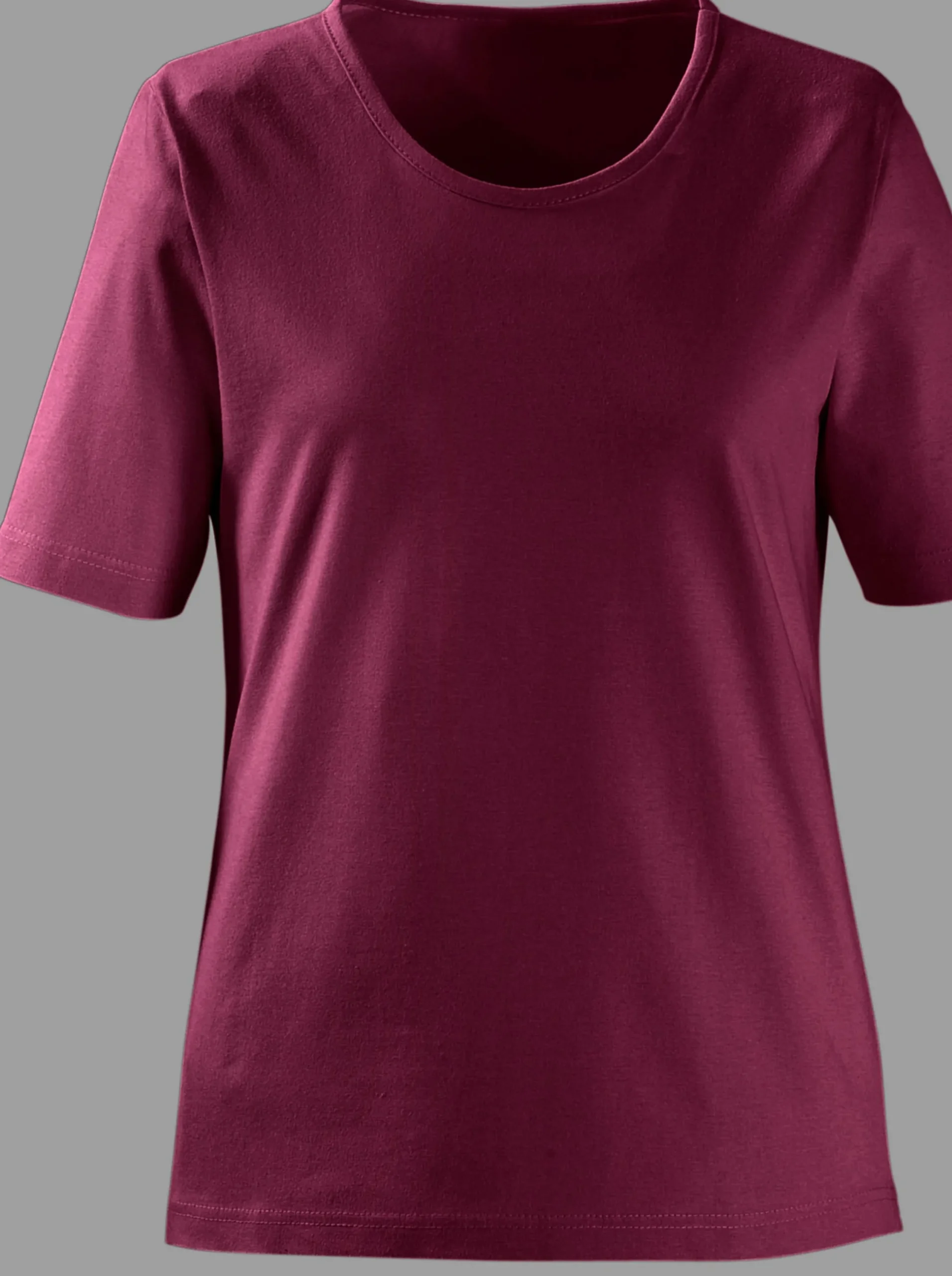 Shirts| Rundhalsshirt in geradem Schnitt bordeaux