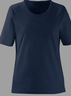 Shirts| Rundhalsshirt in geradem Schnitt marine