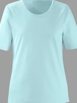 Shirts| Rundhalsshirt in geradem Schnitt türkis
