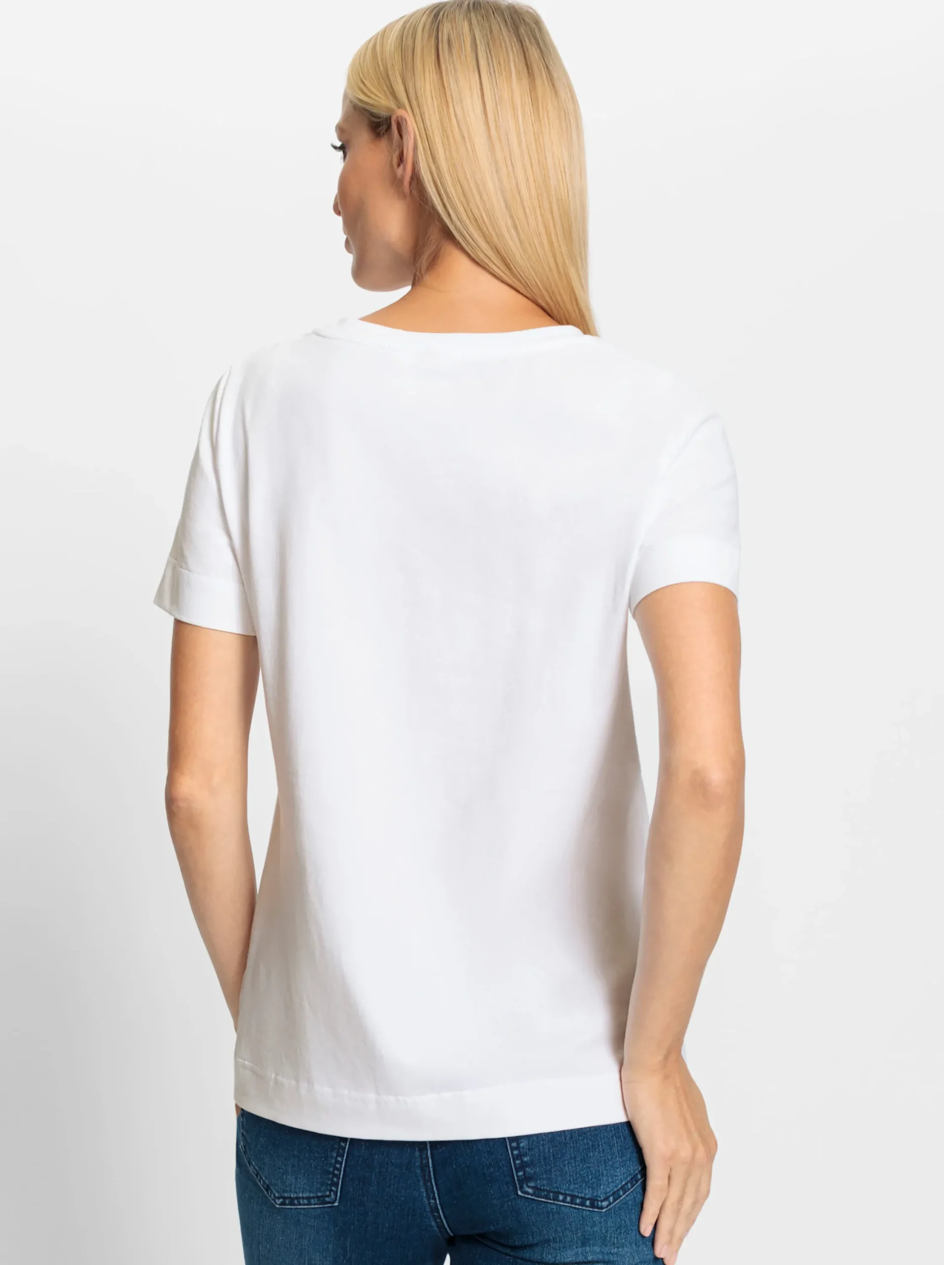 Shirts|heine Rundhalsshirt leicht tailliert weiß