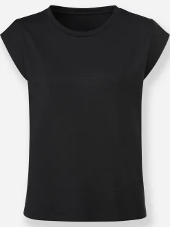 Shirts|heine Rundhalsshirt mit überschnittenen Schultern schwarz