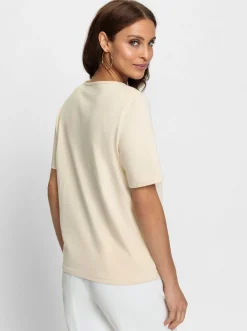 Shirts| Rundhalsshirt mit Cut-outs elfenbein