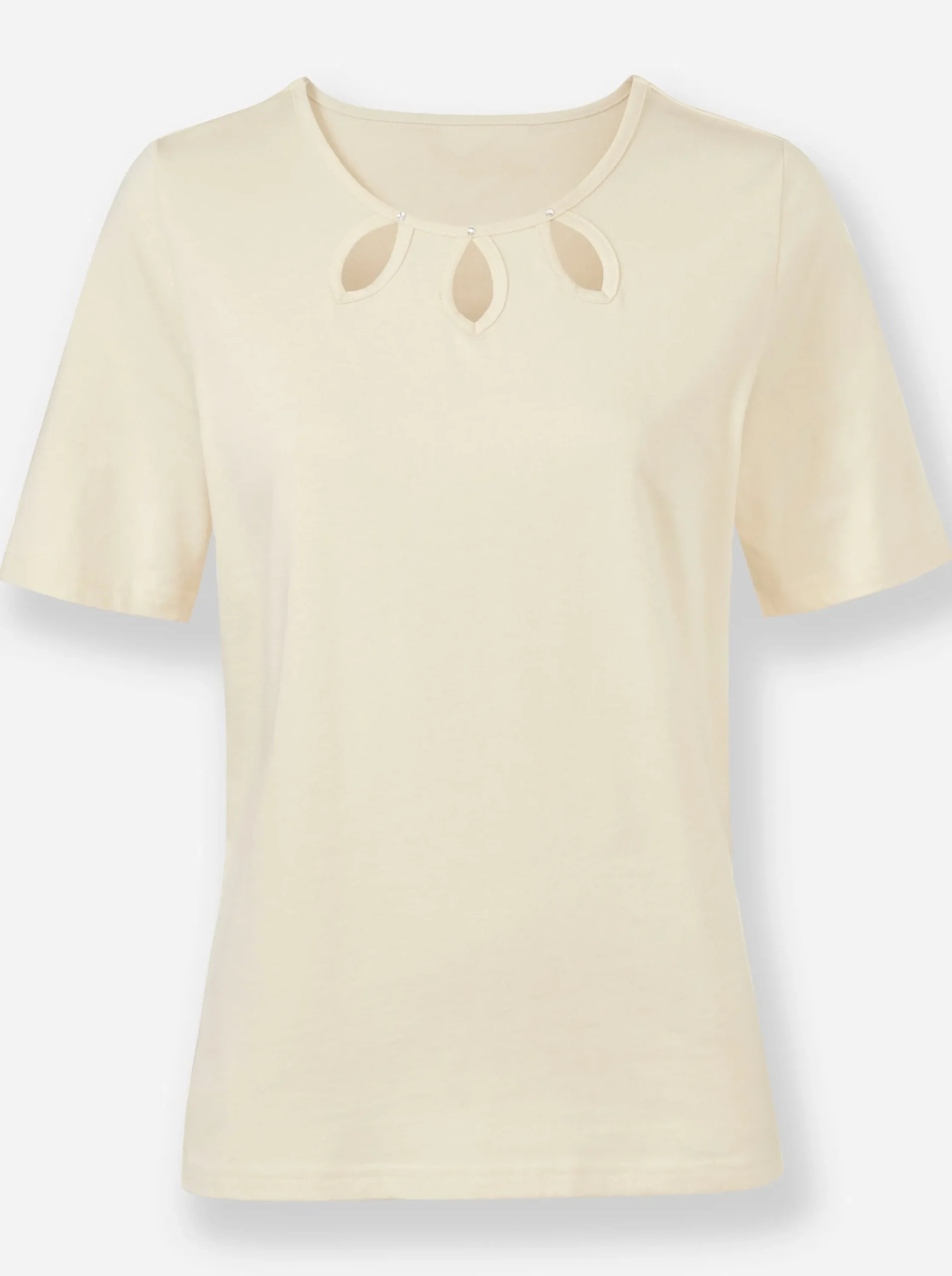 Shirts| Rundhalsshirt mit Cut-outs elfenbein
