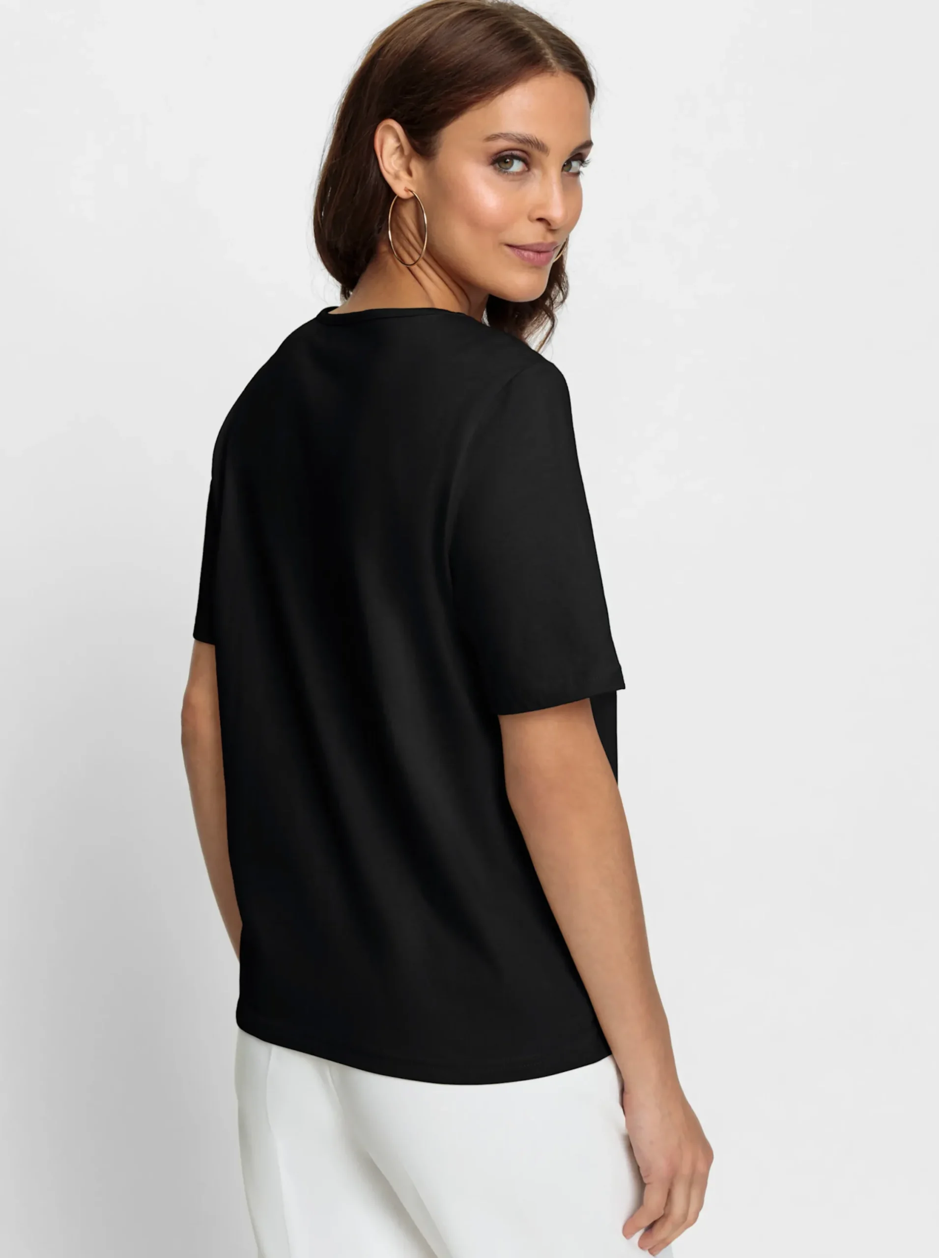 Shirts| Rundhalsshirt mit Cut-outs schwarz