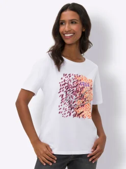 Shirts|heine Rundhalsshirt mit Druckmotiv weiß