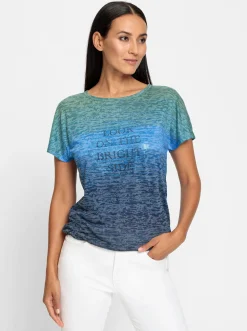 Shirts|heine Rundhalsshirt mit Farbverlauf marine-bedruckt