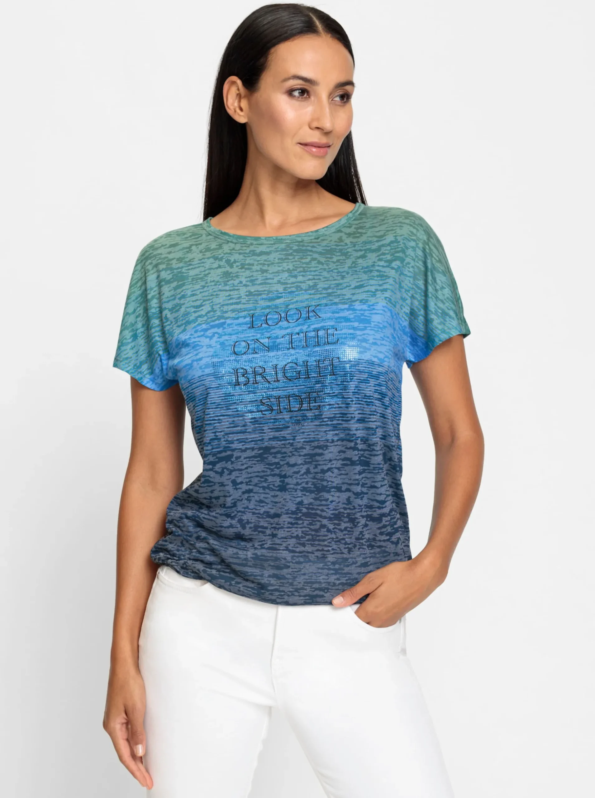 Shirts|heine Rundhalsshirt mit Farbverlauf marine-bedruckt
