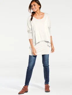 Shirts|heine Rundhalsshirt mit Fledermaus-Ärmeln creme