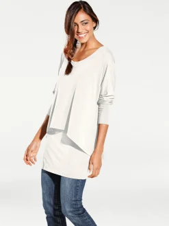 Shirts|heine Rundhalsshirt mit Fledermaus-Ärmeln creme
