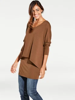Shirts|heine Rundhalsshirt mit Fledermaus-Ärmeln camel