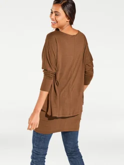 Shirts|heine Rundhalsshirt mit Fledermaus-Ärmeln camel