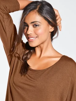 Shirts|heine Rundhalsshirt mit Fledermaus-Ärmeln camel