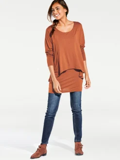 Basics|heine Rundhalsshirt mit Fledermaus-Ärmeln orange