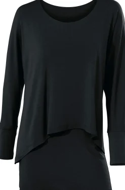 Basics|heine Rundhalsshirt mit Fledermaus-Ärmeln schwarz